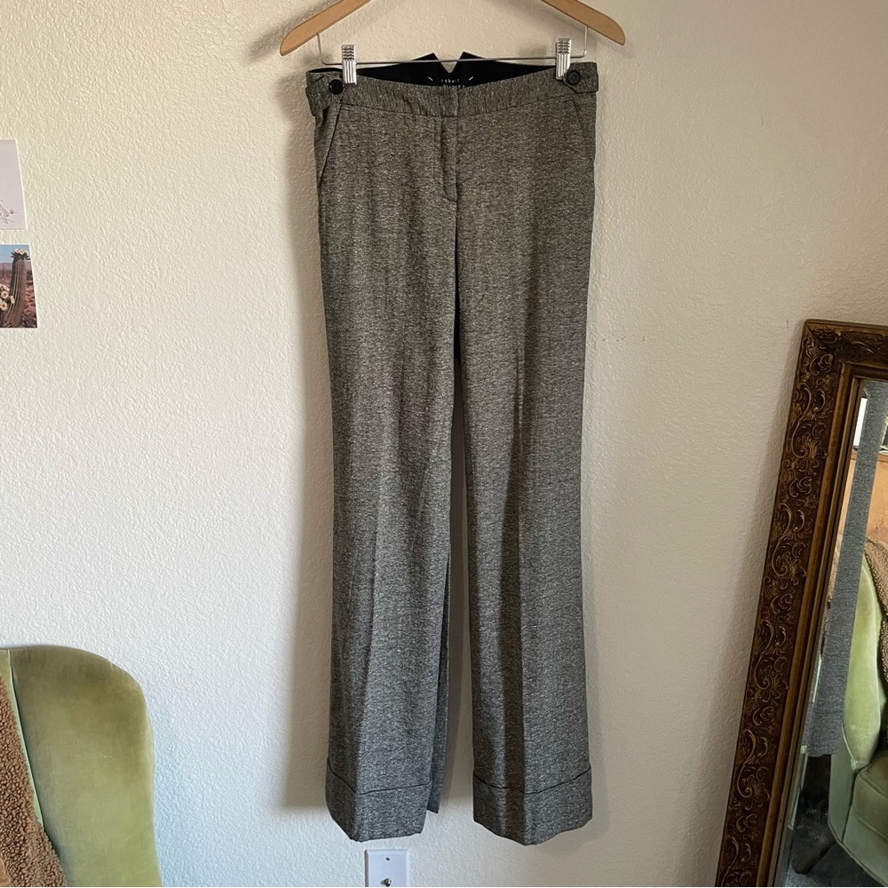 Robert Rodriguez Wool Silk Blend Grey Trouser Pants Straight Baggy Leg Slacks